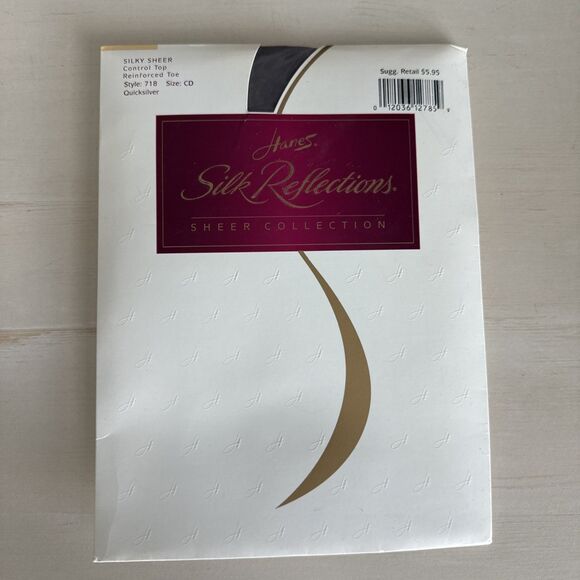 Vintage96 Hanes Silk Reflections Size CD Sheer Control Top Pantyhose Quicksilver - Picture 1 of 6
